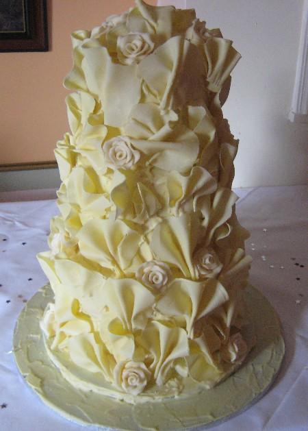 Chocolate ruffles and roses wedding cake  CW035