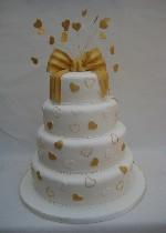 Gold Bow Wedding Cake Ref IC085