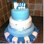 Tiered train christening cake