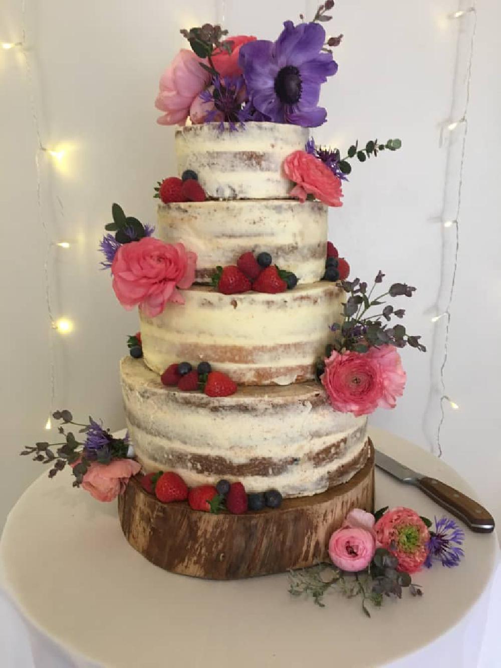 Semi Naked Cake with colourful flowers