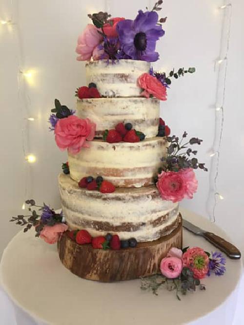 Semi Naked Cake with colourful flowers