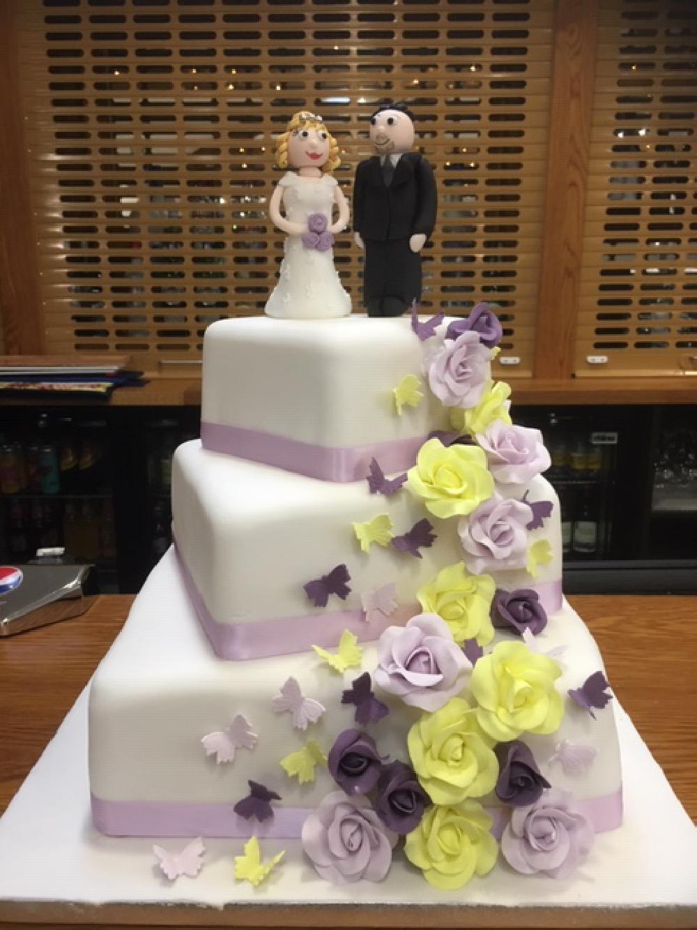 Twisted Square Cake with Tumbling flowers