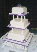 Square Wedding Cake with Purple Roses  Ref IC730