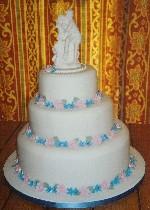 Stacked Blue and Pink Wedding Cake  Ref IC732